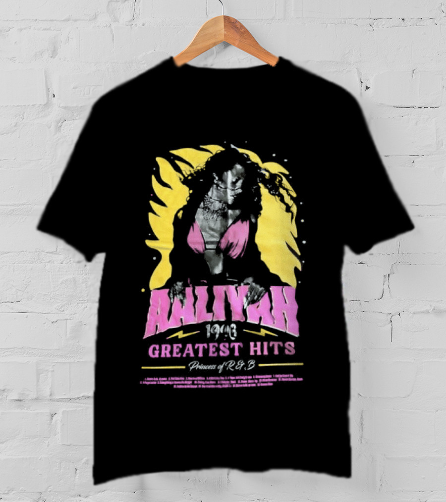Aaliyah 1996 Greatest Hits Yellow And Pink Fashion T-Shirt