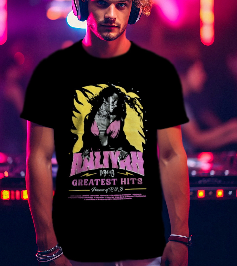 Aaliyah 1996 Greatest Hits Yellow And Pink Fashion T-Shirt
