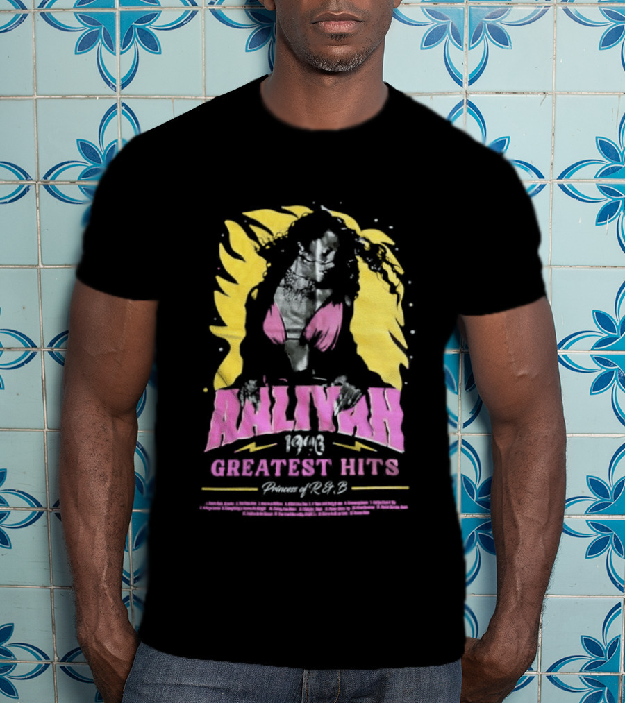 Aaliyah 1996 Greatest Hits Yellow And Pink Fashion T-Shirt