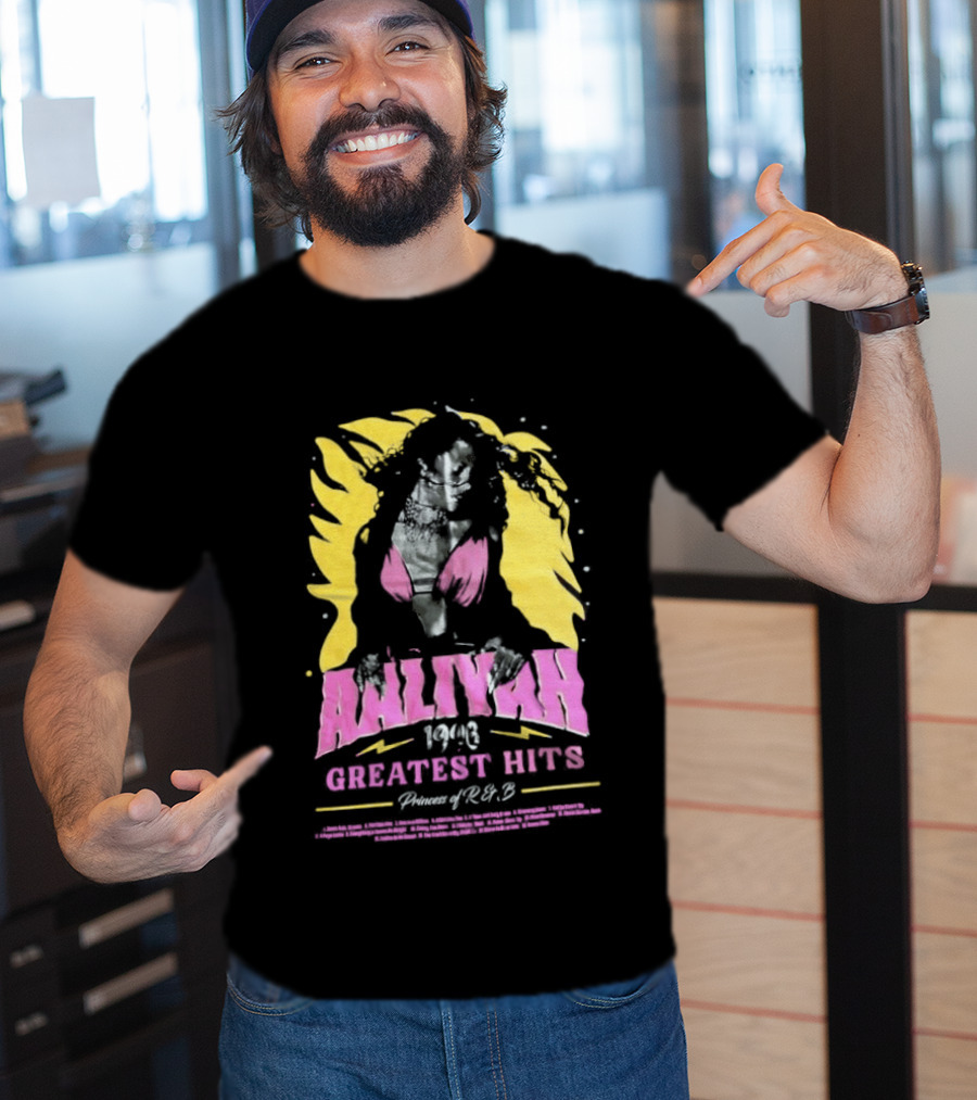 Aaliyah 1996 Greatest Hits Yellow And Pink Fashion T-Shirt