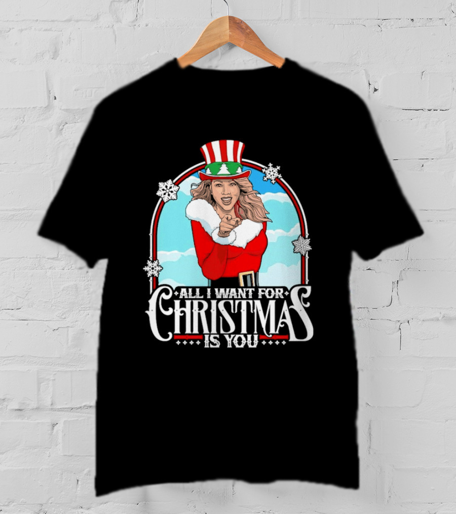 All I Want For Christmas Is You Mariah Carey Santa Christmas Music Holiday T-Shirt