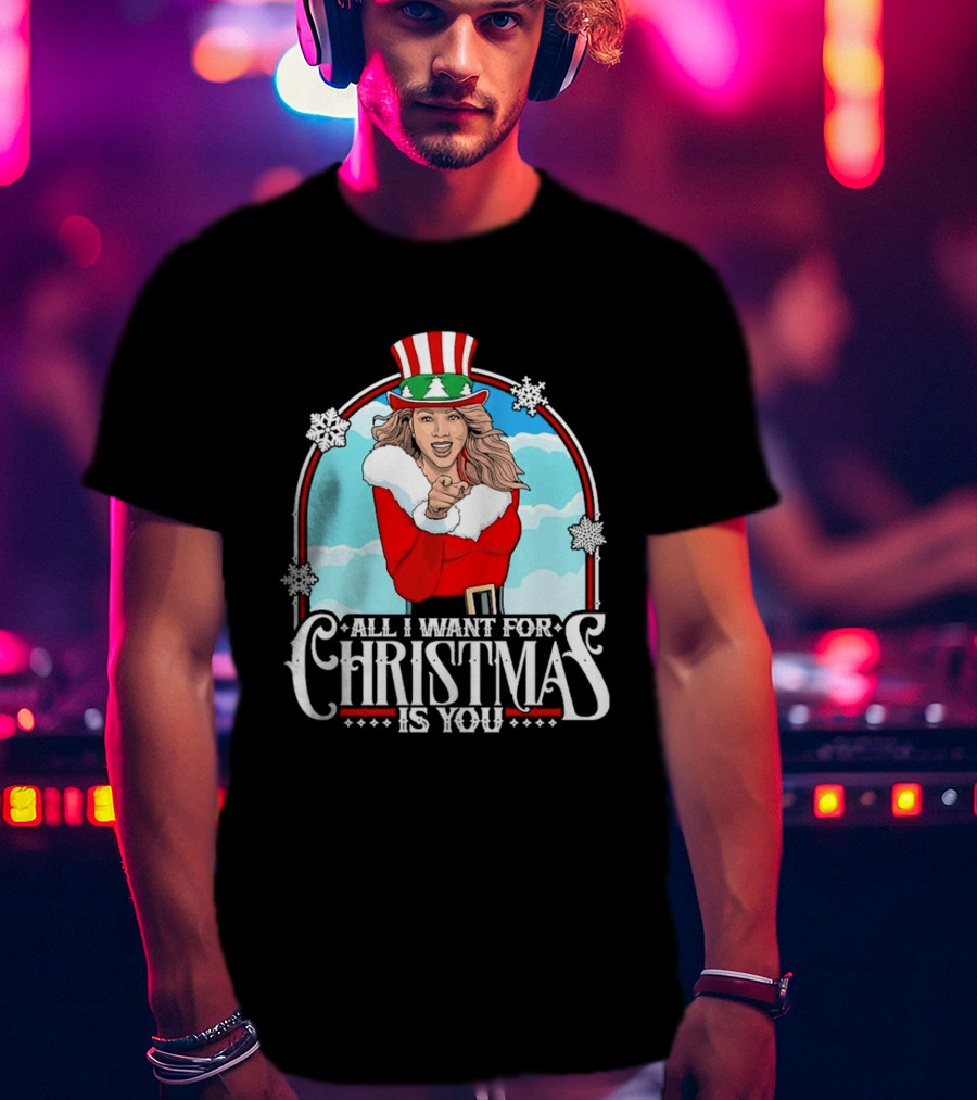 All I Want For Christmas Is You Mariah Carey Santa Christmas Music Holiday T-Shirt
