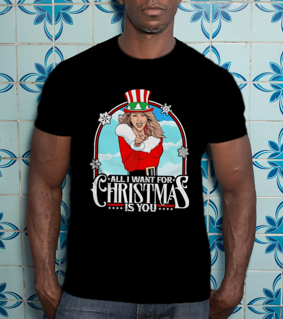 All I Want For Christmas Is You Mariah Carey Santa Christmas Music Holiday T-Shirt