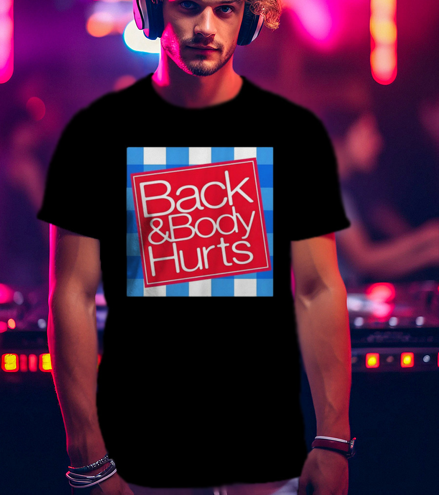 Back And Body Hurts Blue Gingham Square Red T-Shirt
