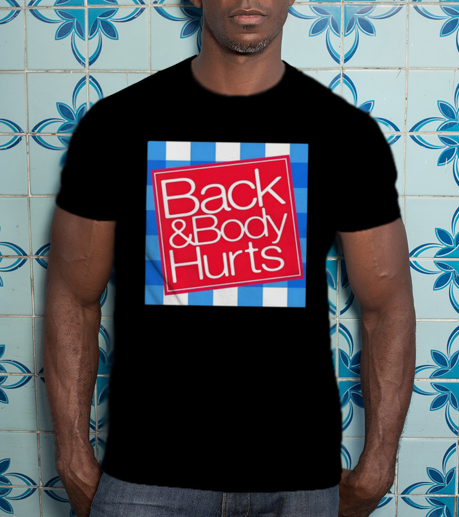 Back And Body Hurts Blue Gingham Square Red T-Shirt