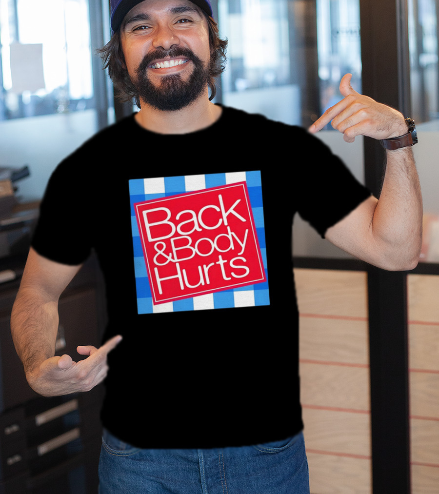 Back And Body Hurts Blue Gingham Square Red T-Shirt