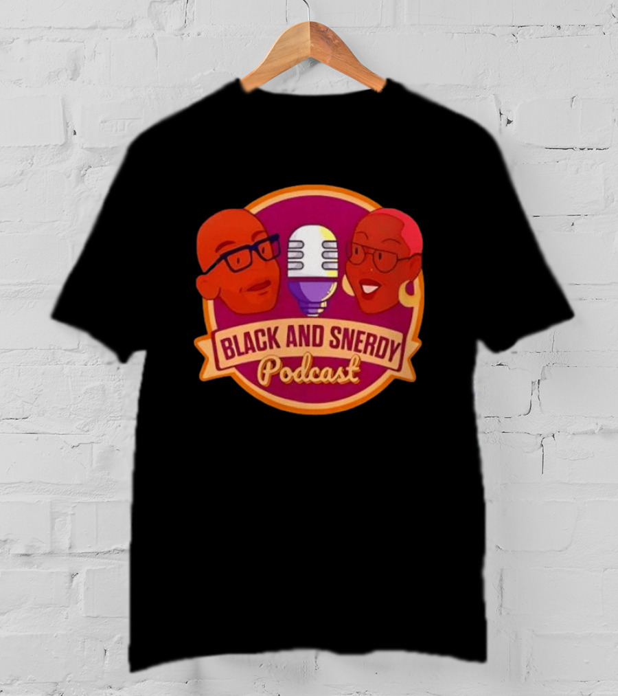 Black And Snerdy Podcast Hosts Microphone T-Shirt