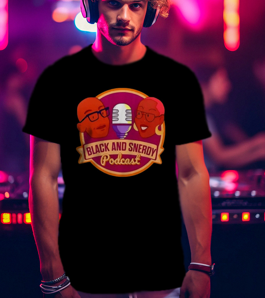 Black And Snerdy Podcast Hosts Microphone T-Shirt