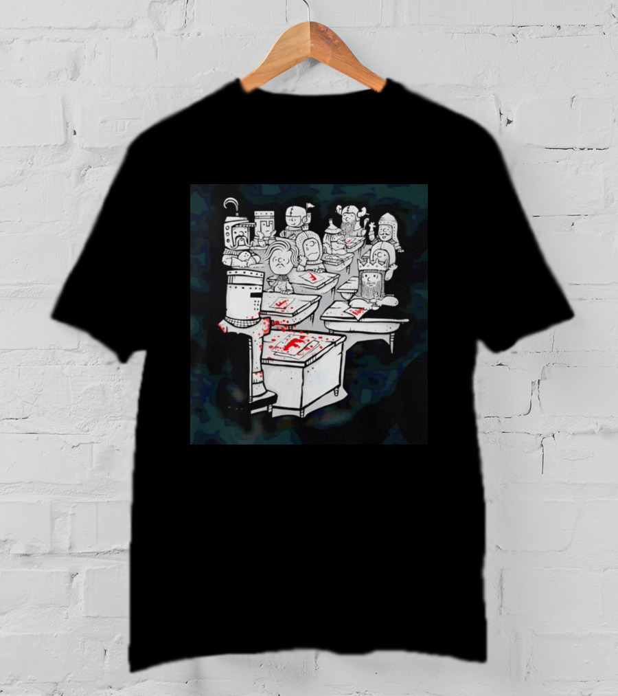 Bloody Knight Classroom Cartoon Failing Grade F T-Shirt