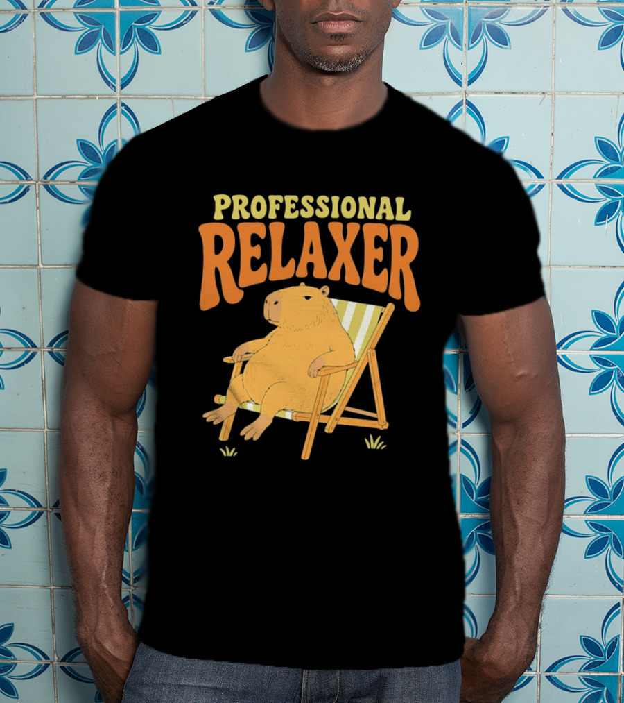 Professional Relaxer Capybara Sitting In Beach Chair T-Shirt