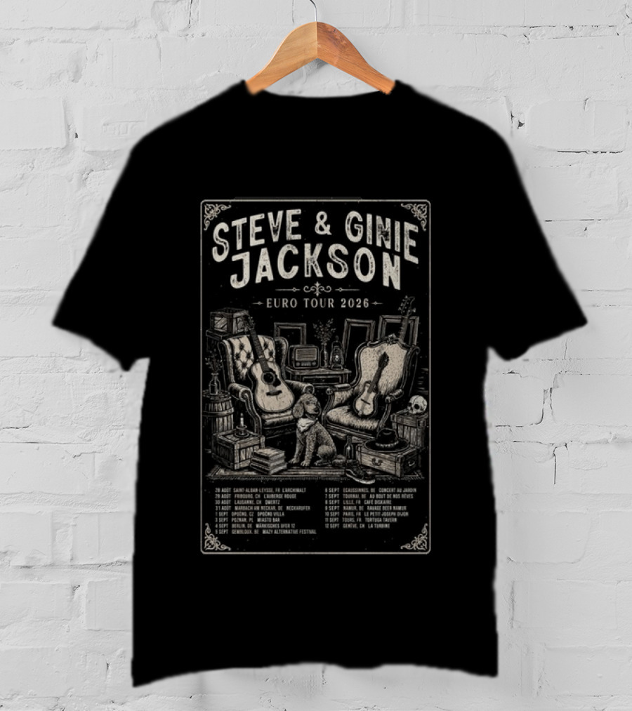 Steve & Ginie Jackson Euro Tour 2026 Collectible Concert August To October Tour Dates T-Shirt