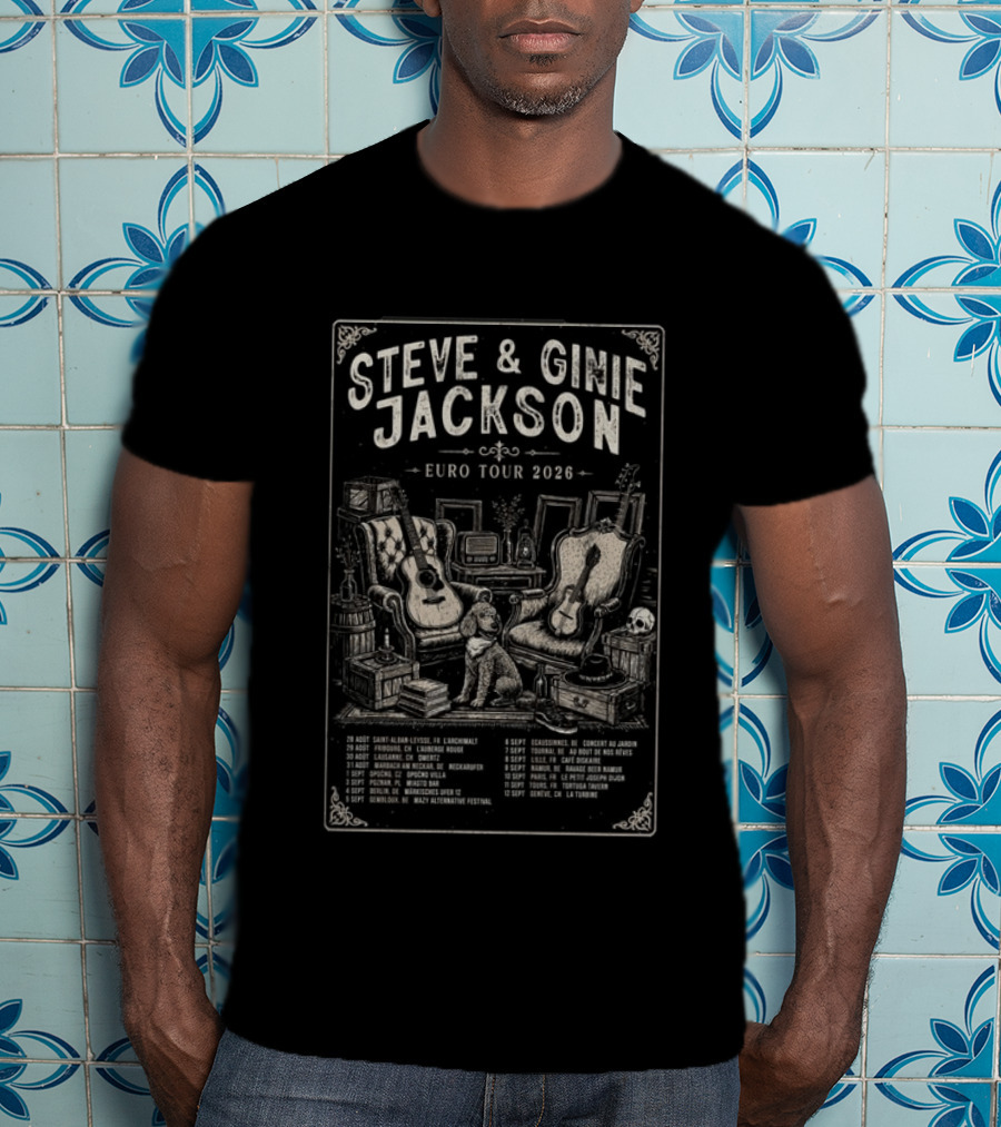 Steve & Ginie Jackson Euro Tour 2026 Collectible Concert August To October Tour Dates T-Shirt