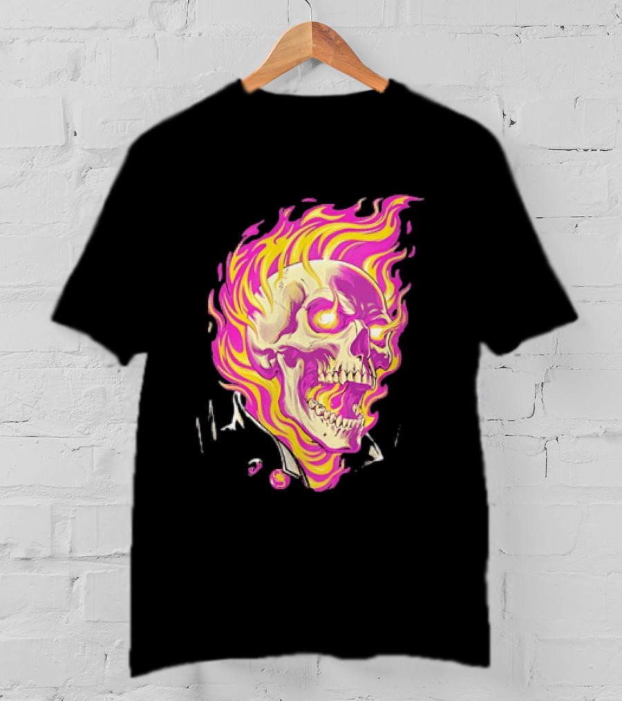 Ghost Rider Flaming Skull Marvel Fire Blaze T-Shirt