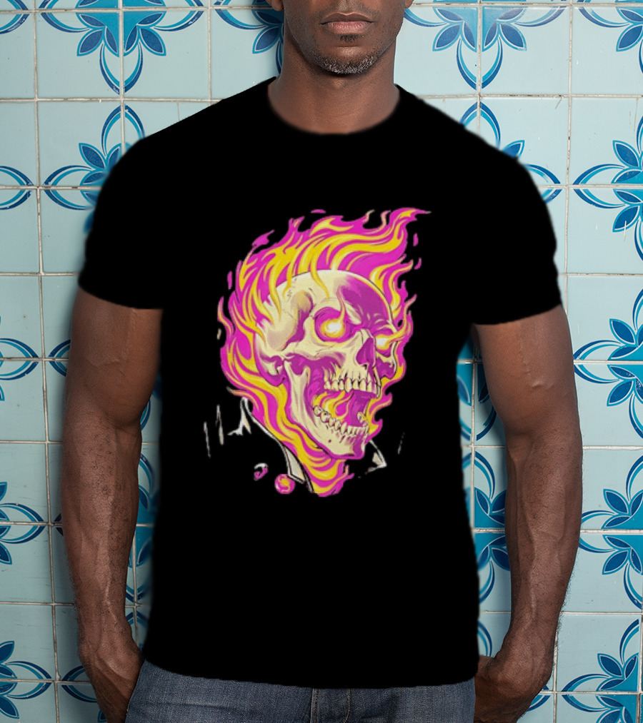 Ghost Rider Flaming Skull Marvel Fire Blaze T-Shirt