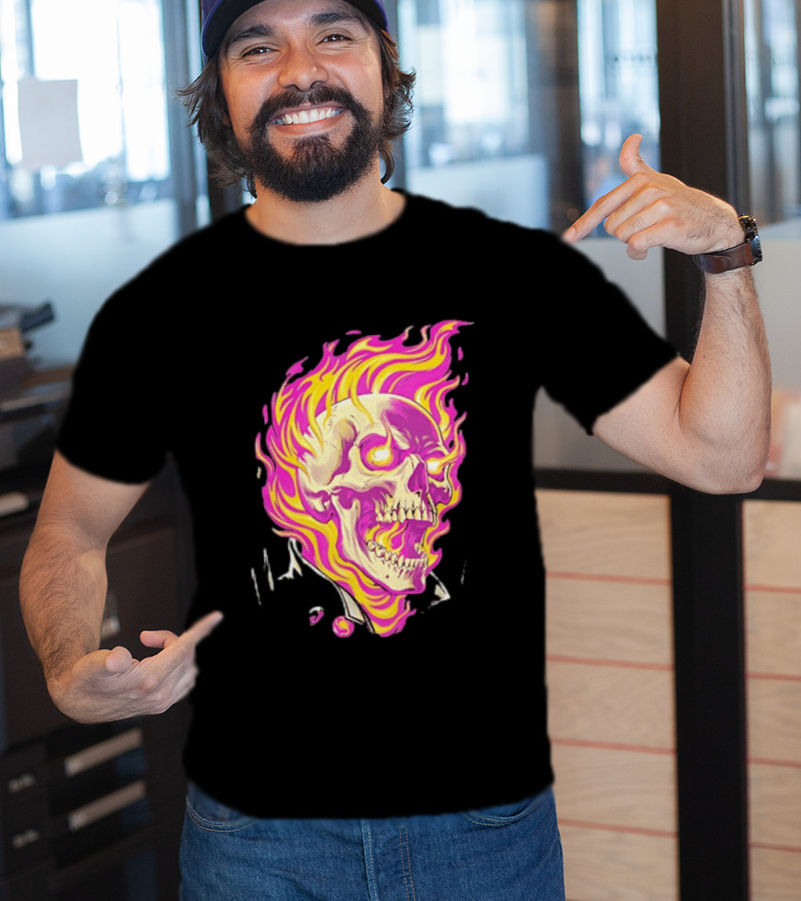 Ghost Rider Flaming Skull Marvel Fire Blaze T-Shirt
