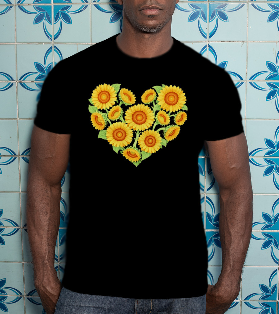 Sunflower Heart Shaped Floral Arrangement Nature T-Shirt