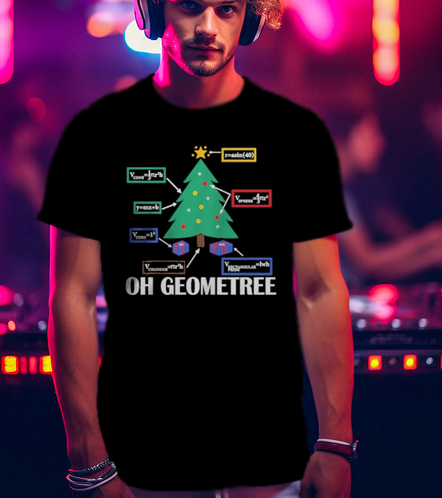 Oh Geometree Christmas Math Teacher Holiday Humor Educational T-Shirt