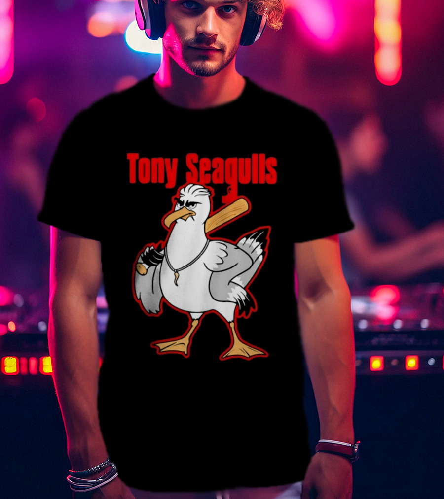 Tony Seagulls Mobster Bird Seagull Mafia T-Shirt