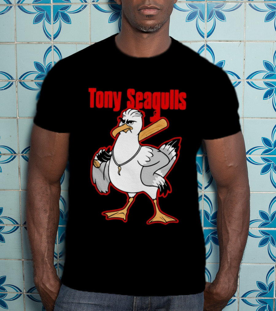 Tony Seagulls Mobster Bird Seagull Mafia T-Shirt