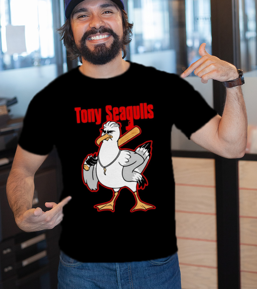 Tony Seagulls Mobster Bird Seagull Mafia T-Shirt