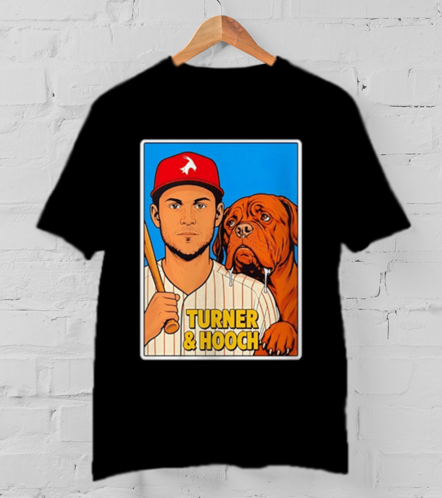Philadelphia Phillies Trea Turner And Hooch Baseball Retro Illustrated Print T-Shirt