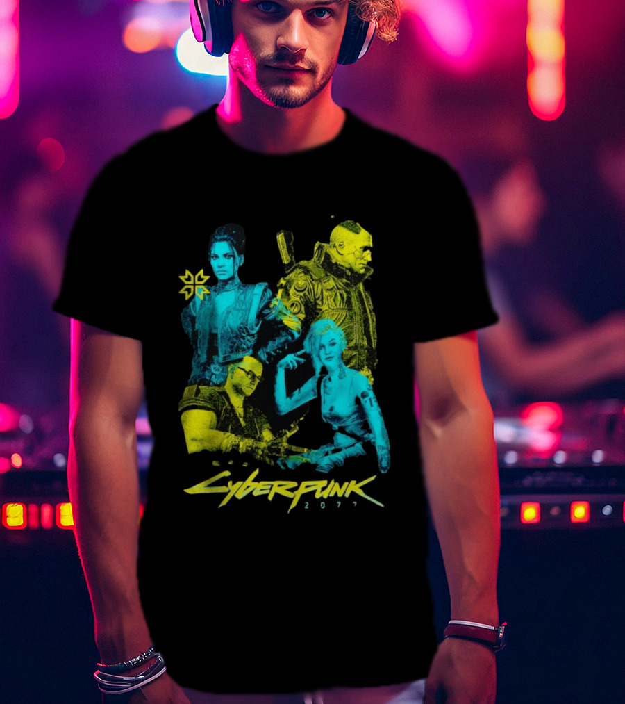 Cyberpunk 2077 Characters And Logo Video Game Merchandise T-Shirt