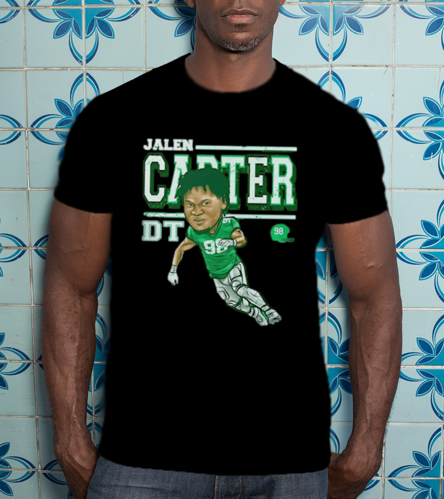 Jalen Carter Philadelphia Eagles DT 98 Caricature Football Player T-Shirt