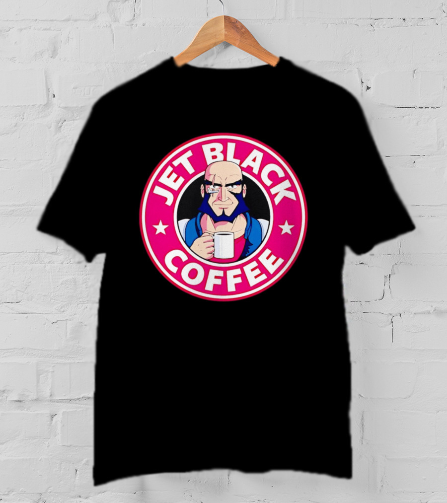 Jet Black Coffee Stern Man Holding T-Shirt