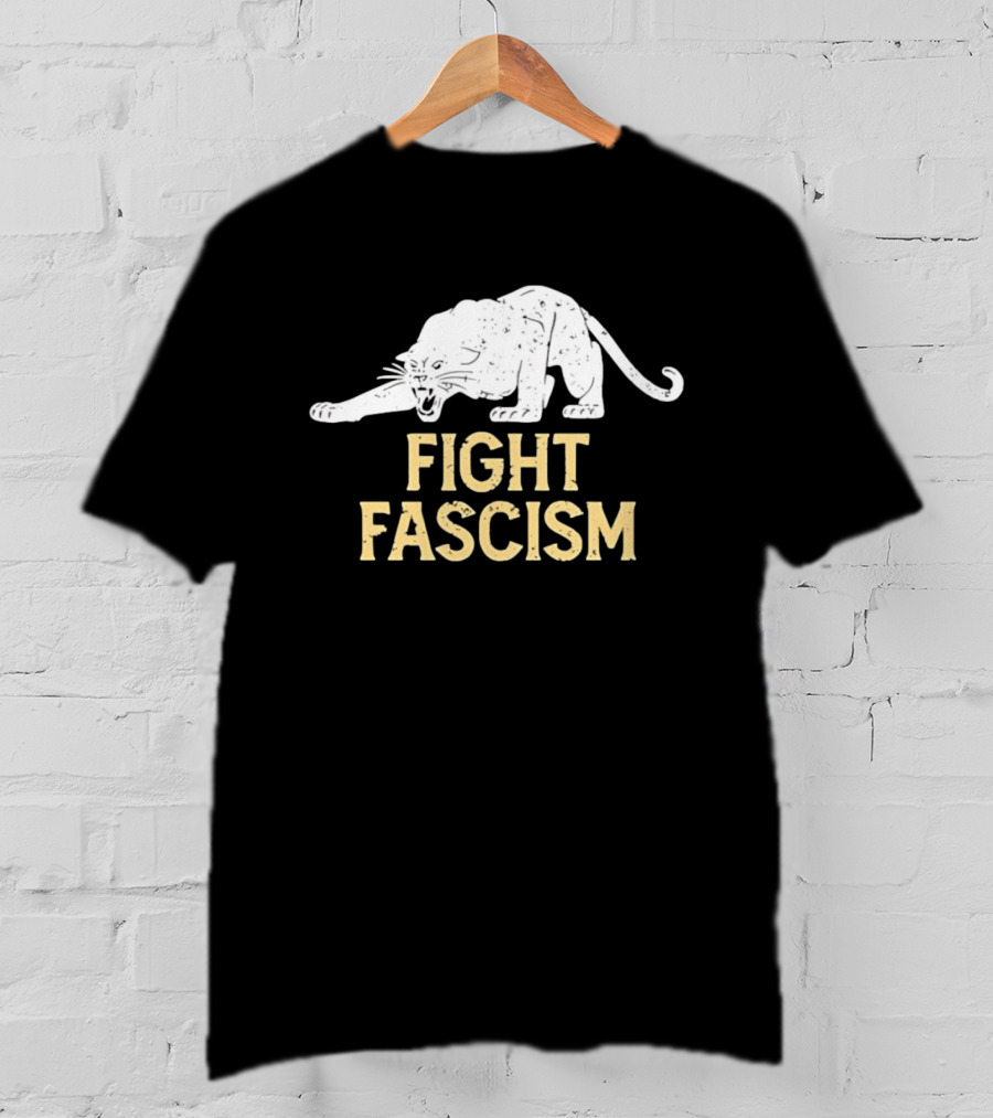Distressed Fight Fascism Panther Anti Fascist T-Shirt