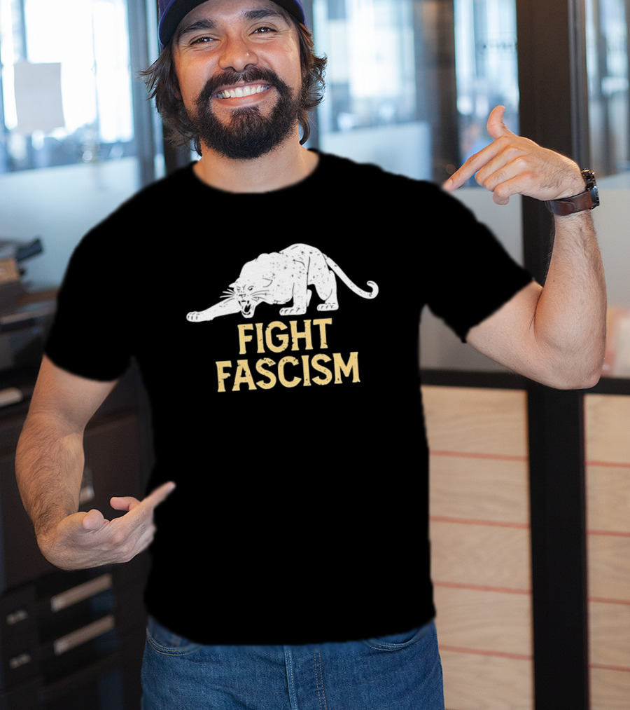Distressed Fight Fascism Panther Anti Fascist T-Shirt