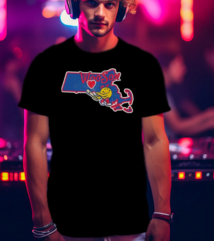 WooSox Massachusetts Heart Baseball Distressed T-Shirt