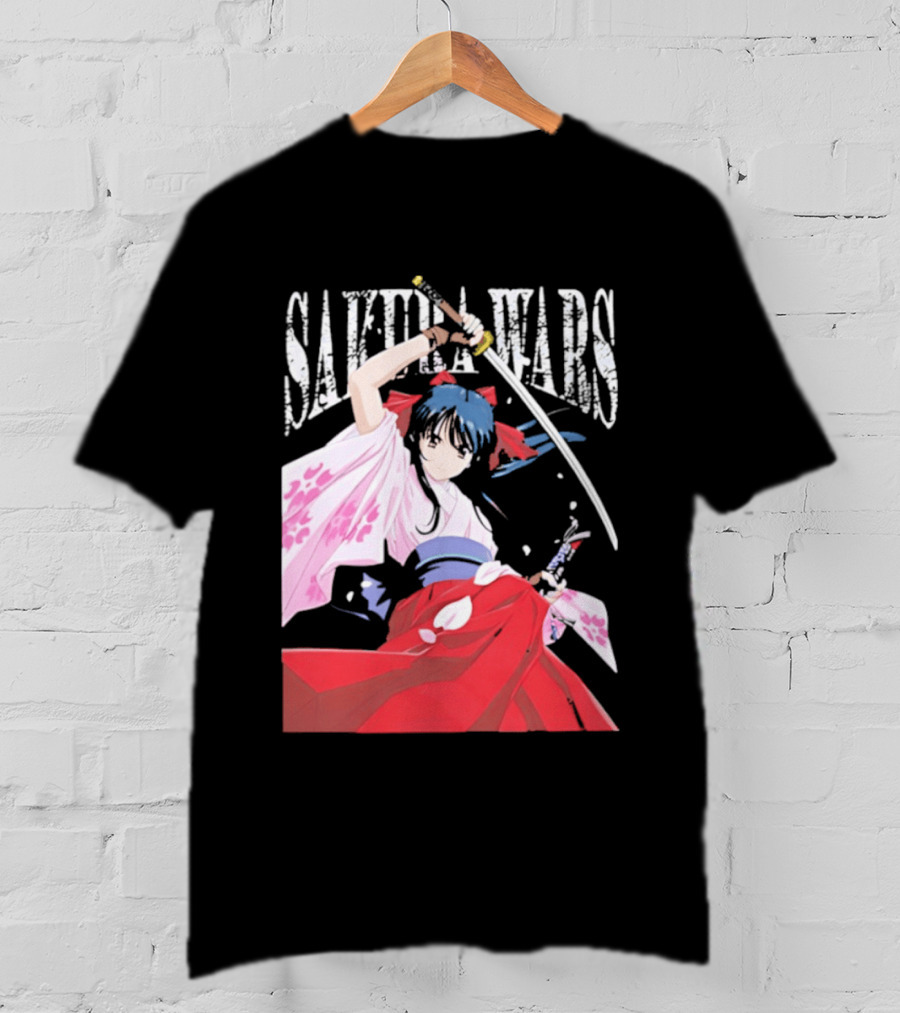 Sakura Wars Distressed Anime Samurai Girl With Katana T-Shirt