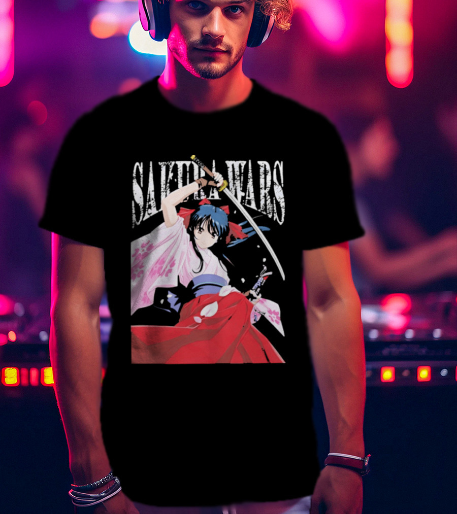 Sakura Wars Distressed Anime Samurai Girl With Katana T-Shirt