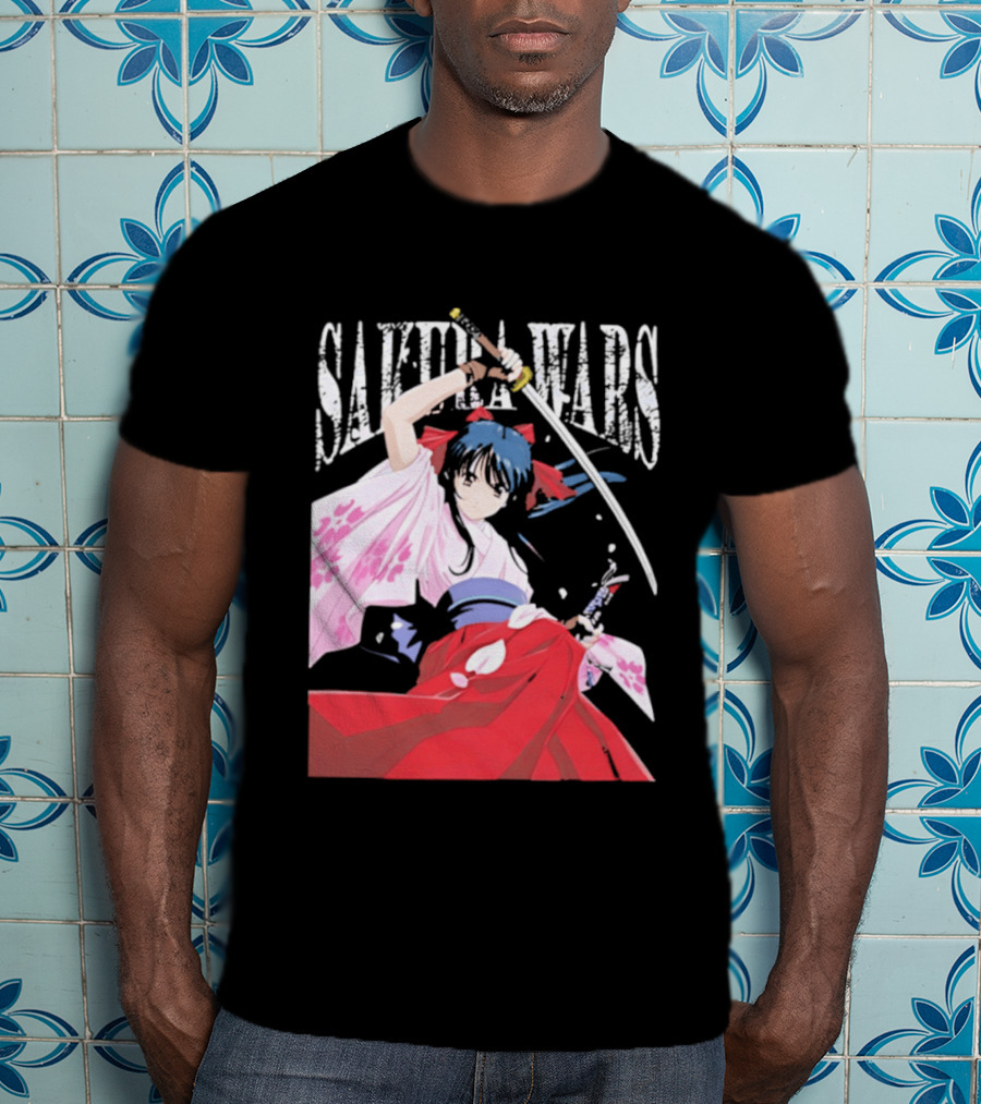 Sakura Wars Distressed Anime Samurai Girl With Katana T-Shirt