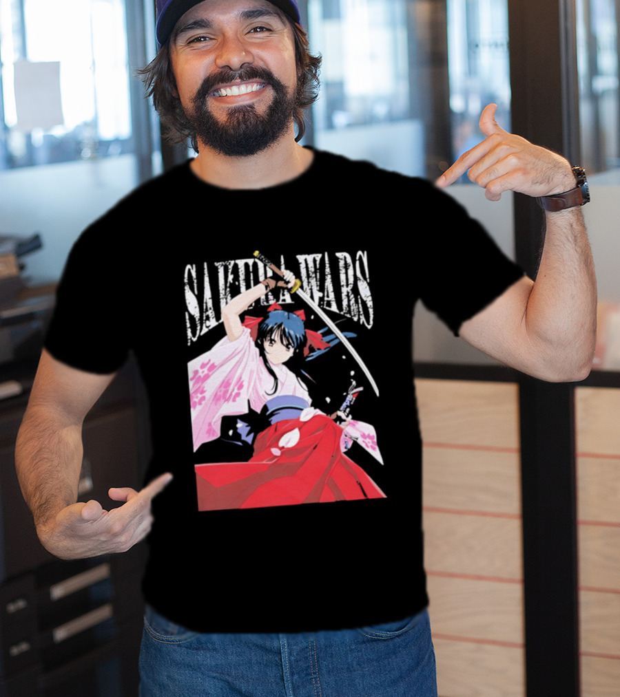 Sakura Wars Distressed Anime Samurai Girl With Katana T-Shirt