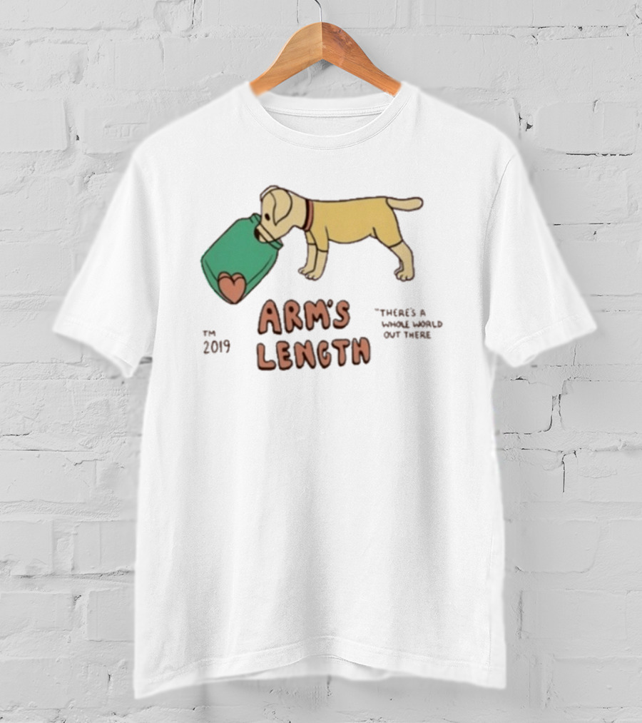 Arm's Length 2019 Dog With Jar There's A Whole World Out There T-Shirt