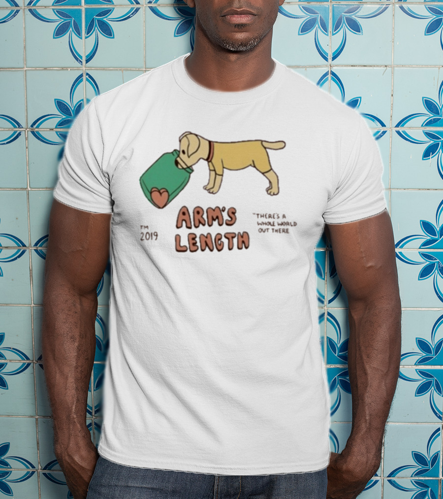 Arm's Length 2019 Dog With Jar There's A Whole World Out There T-Shirt