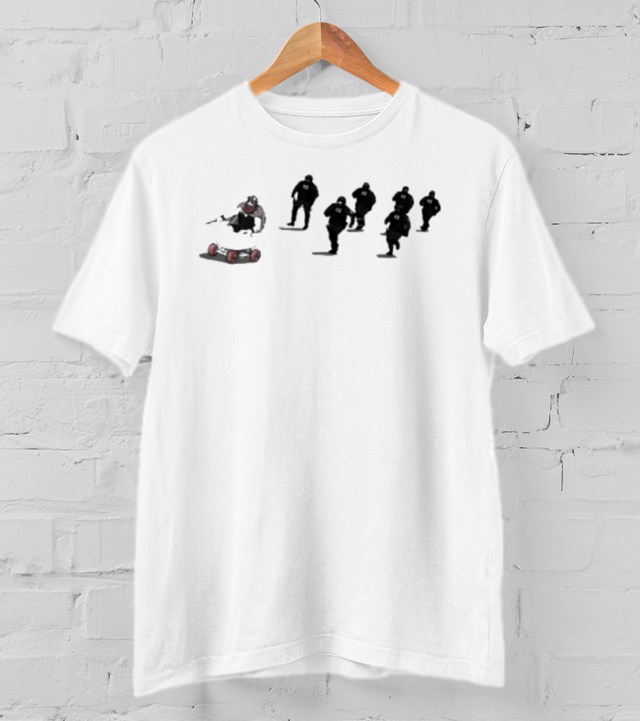 Ice Protest Vikings Silhouettes On Skates With Red Barrels T-Shirt