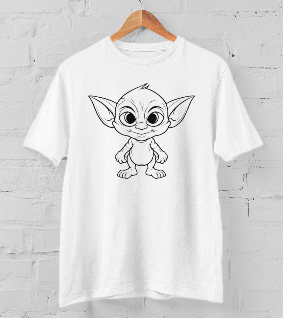 Bosquejo Del Esquema Baby Yoda Página Para Colorear Dibujo Personaje Adorable T-Shirt