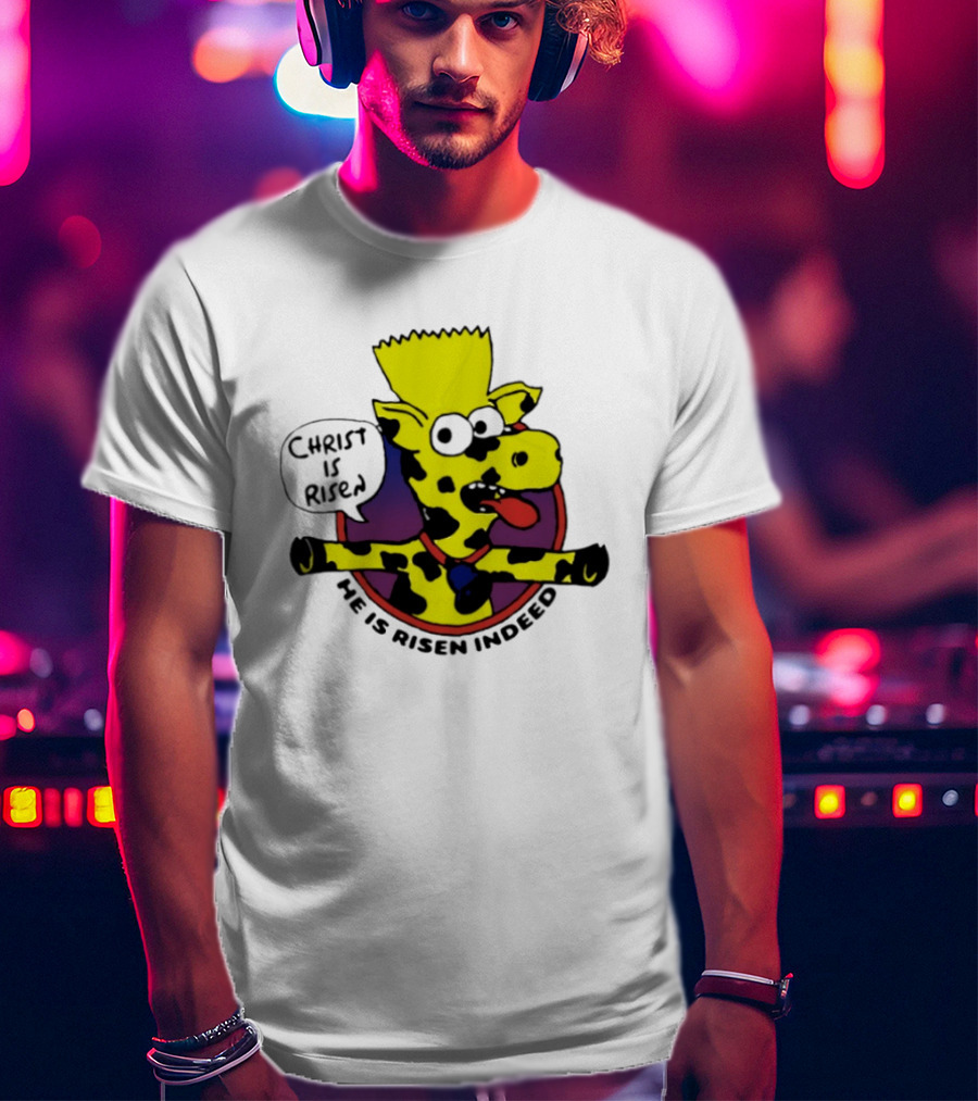 Christ Is Risen He Is Risen Indeed Simpson Cow Cartoon T-Shirt