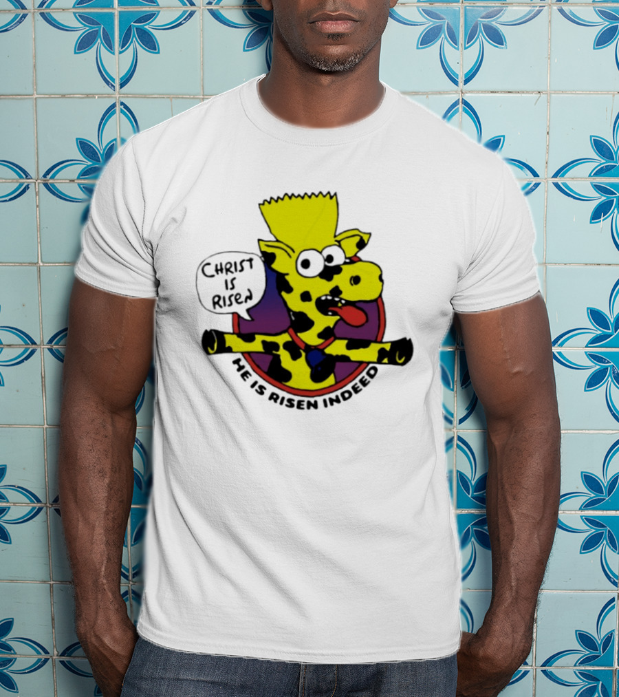 Christ Is Risen He Is Risen Indeed Simpson Cow Cartoon T-Shirt