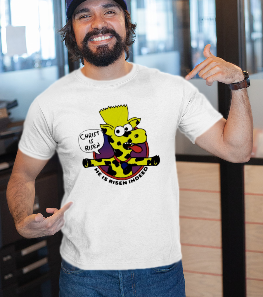 Christ Is Risen He Is Risen Indeed Simpson Cow Cartoon T-Shirt