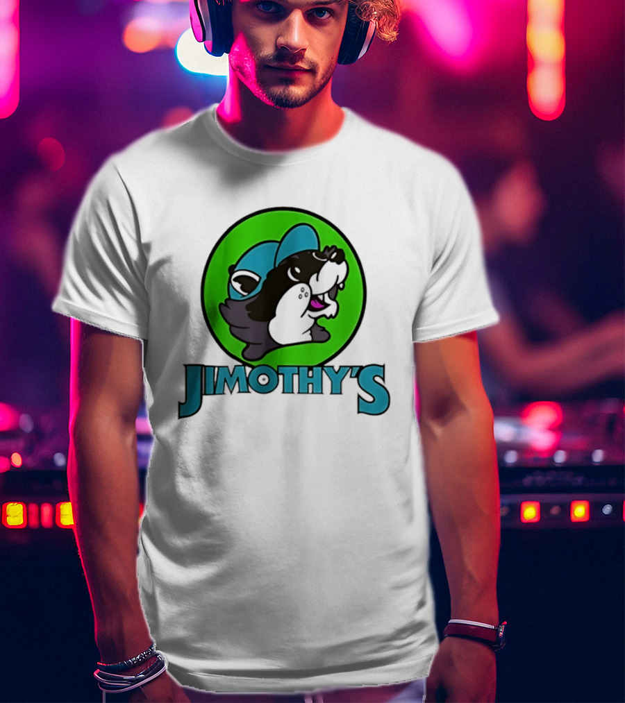 Jimothy's Cartoon Hat Character In Green Circle T-Shirt