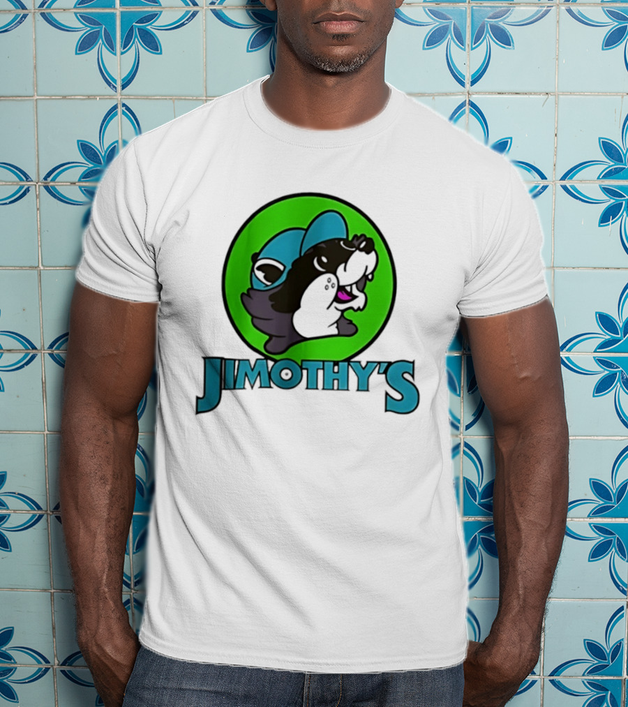 Jimothy's Cartoon Hat Character In Green Circle T-Shirt