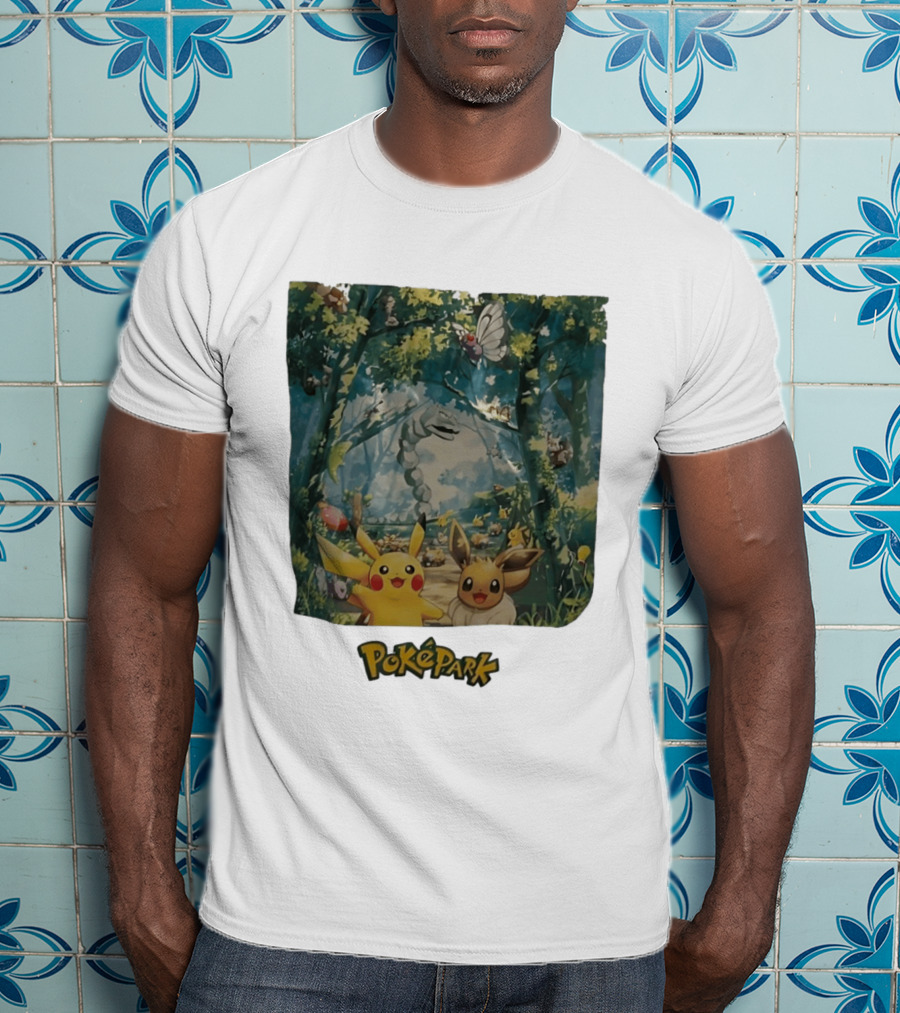 Pikachu Eevee PokéPark Kanto Forest Onix Butterfree Scene T-Shirt