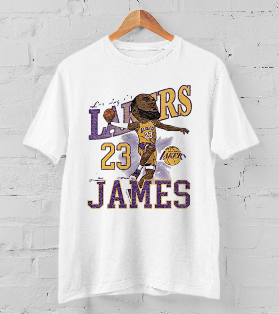 Los Angeles Lakers Lebron James 23 Basketball Caricature Player T-Shirt