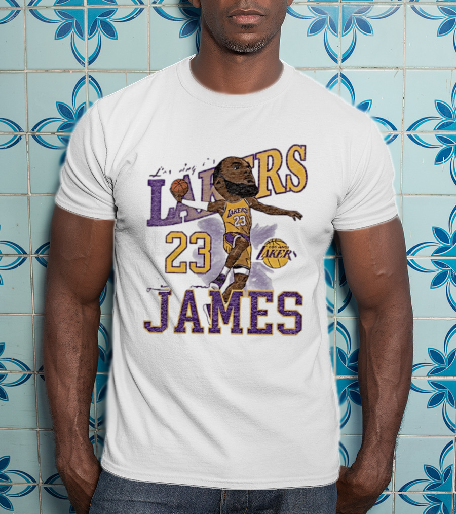 Los Angeles Lakers Lebron James 23 Basketball Caricature Player T-Shirt