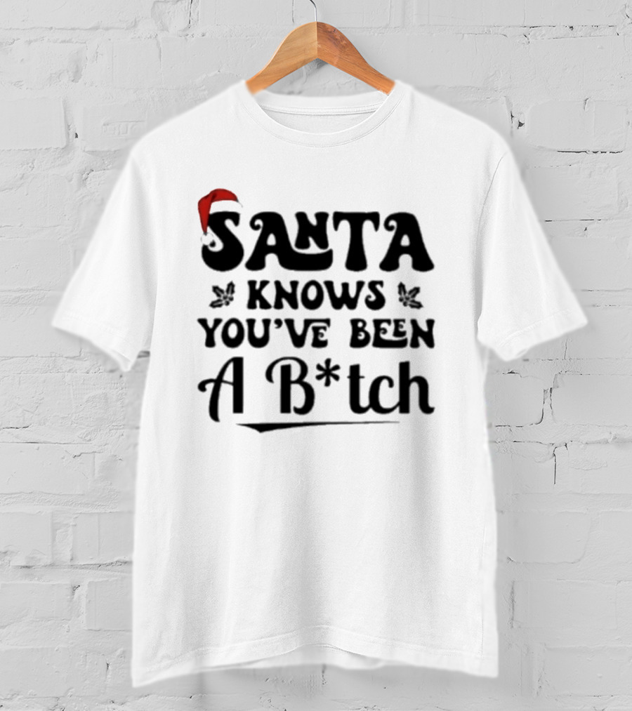 Santa Knows You've Been A B*tch Red Hat Holiday Humor T-Shirt
