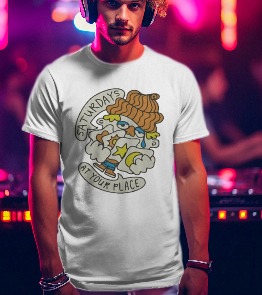 Saturdays At Your Place Cartoon Character With Beanie T-Shirt