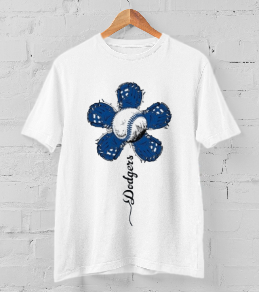 Dodgers Baseball Flower Blue Petals T-Shirt